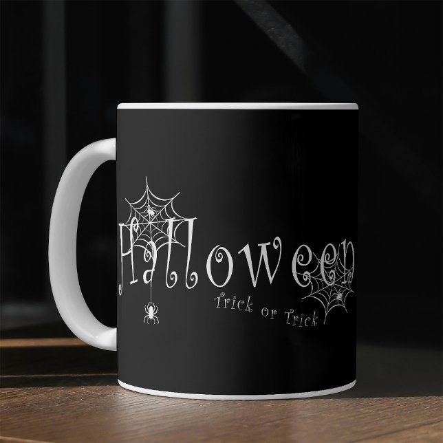 Spooky Trick or Trick Halloween Spider Design Coffee Mug (Creator Uploaded)