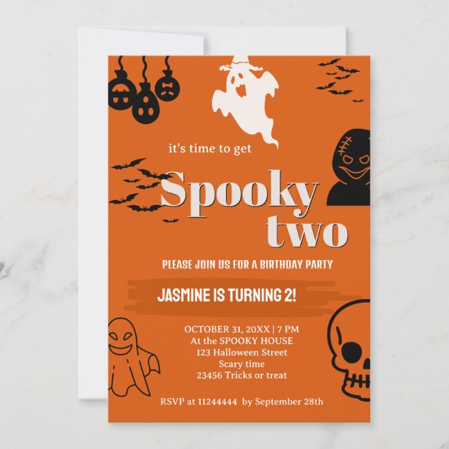 SPOOKY TWO BIRTHDAY INVITATIONS (Front)