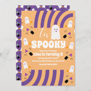 Spooky Two Groovy Letters Halloween Ghost Party Invitation