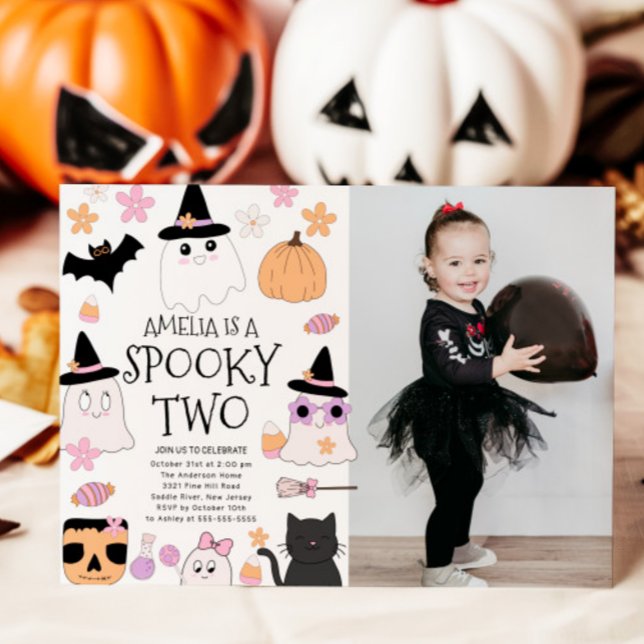 Spooky Two Witch Photo Birthday Invitation (Creator Uploaded)