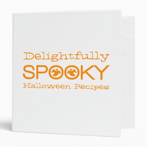 Spooky Typography Binder 15 inch WhiteOrange