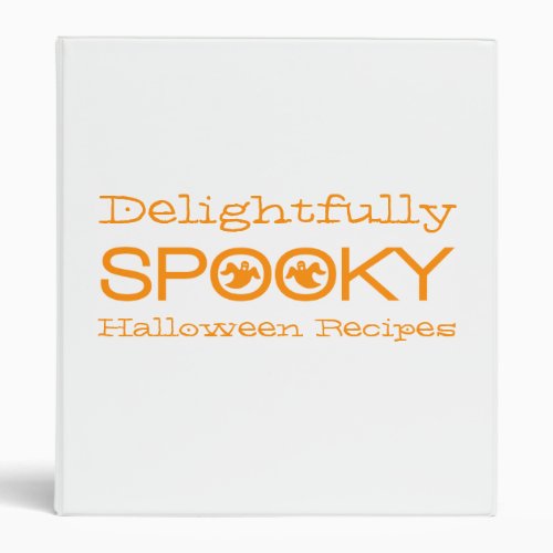 Spooky Typography Binder 1 inch White  Orange