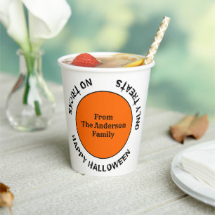 Spooky Typography Orange Black Happy Halloween Paper Cups