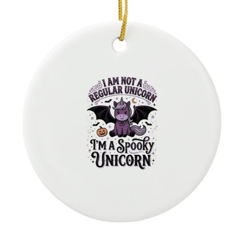 Spooky Unicorn Halloween Vintage Engraving Shirt_1 Ceramic Ornament