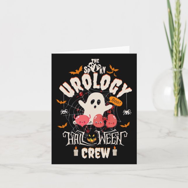 Spooky Urology Halloween Crew Cute Ghost Nurse Stu Card (Front)