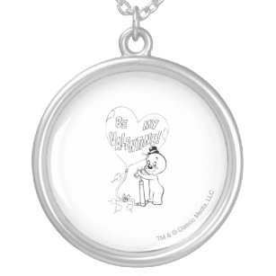 Spooky Valentine Balloon Silver Plated Necklace