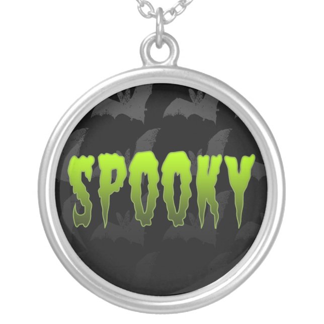 "Spooky" Vampire Bats Sterling Silver Necklace (Front)