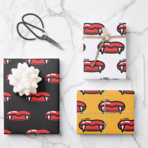 Spooky Vampire Bloody Fangs Teeth Halloween Gift Wrapping Paper Sheets
