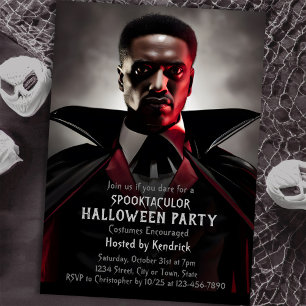 Spooky Vampire Dracula Halloween Costume Party Invitation