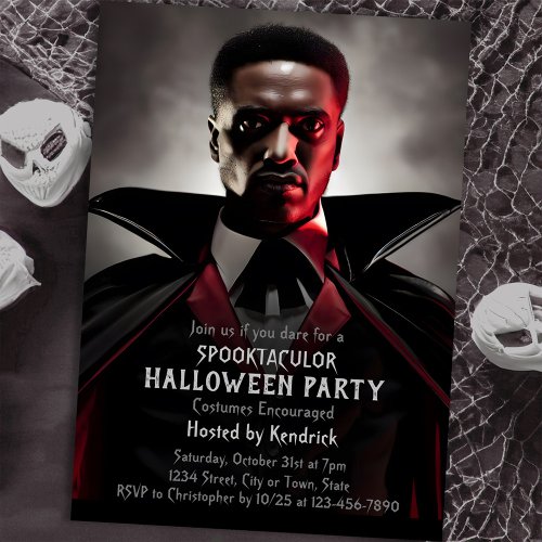 Spooky Vampire Dracula Halloween Costume Party Invitation