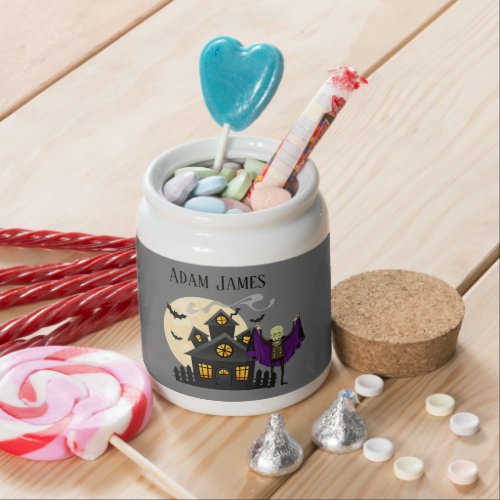 spooky vampire haunted house add name candy jar