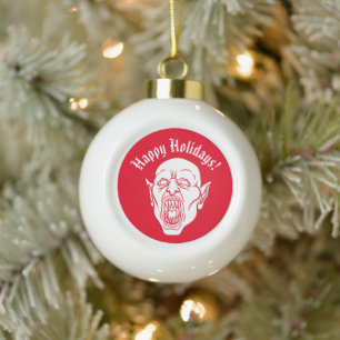 Spooky Vampire Horror Dracula Ceramic Ball Christmas Ornament