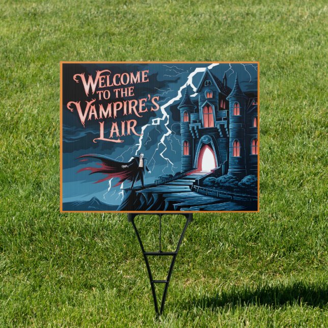 Spooky vampire lair welcome sign (Insitu)