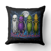 Spooky Vegetable Halloween Throw Pillow