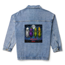 Spooky Veggie Skeleton Halloween Denim Jacket