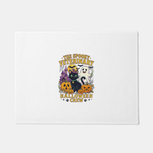 Spooky Veterinary Halloween Crew Black Cat Ghost P Doormat