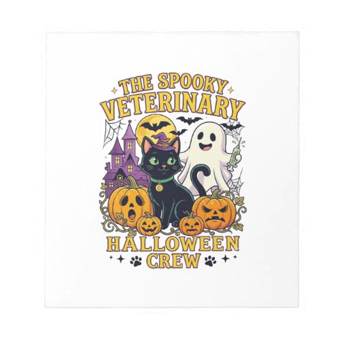 Spooky Veterinary Halloween Crew Black Cat Ghost P Notepad
