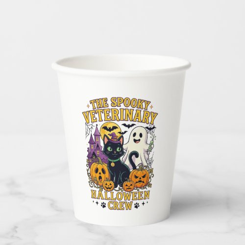 Spooky Veterinary Halloween Crew Black Cat Ghost P Paper Cups