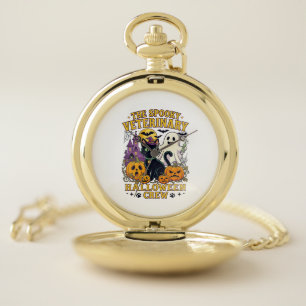 Spooky Veterinary Halloween Crew Black Cat Ghost P Pocket Watch