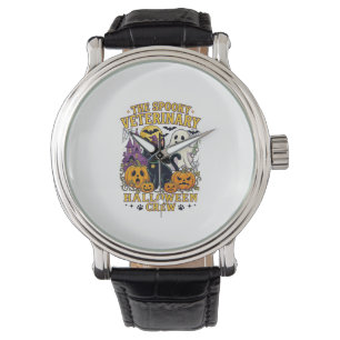 Spooky Veterinary Halloween Crew Black Cat Ghost P Watch