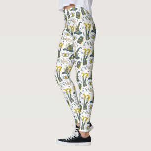 Spooky vibe colorful halloween symbols pattern leggings