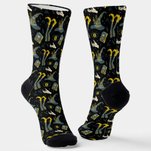 Spooky vibe colorful halloween symbols pattern socks
