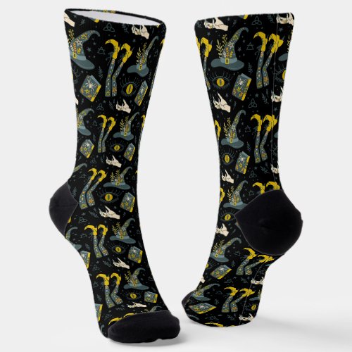 Spooky vibe colorful halloween symbols pattern socks