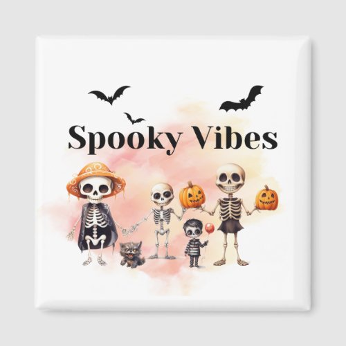 Spooky Vibe Skeleton Family Halloween Refrigerator Magnet