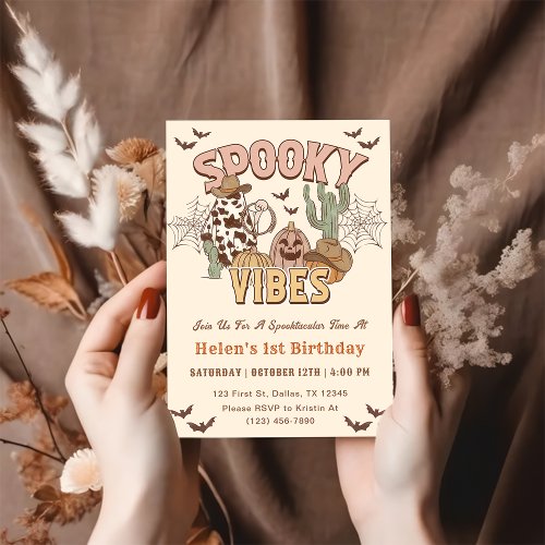 Spooky Vibes 1st Birthday Western Party Invitation