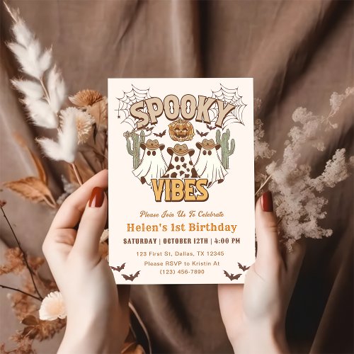 Spooky Vibes 1st Birthday Western Party Invitation