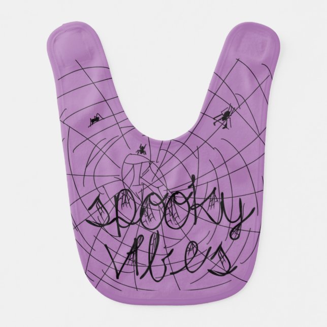 Spooky Vibes Abstract Spiders   Baby Bib (Front)