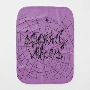 Spooky Vibes Abstract Spiders   Baby Burp Cloth