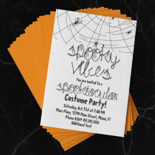 Spooky Vibes Abstract Spiders Halloween Party Invitation