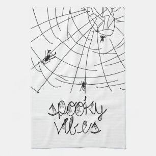 Spooky Vibes Abstract Spiders Kitchen Towel
