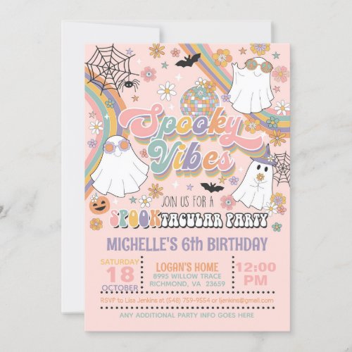 Spooky Vibes Birthday Invitation _ Girl Pink