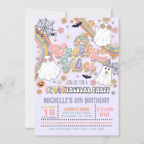 Spooky Vibes Birthday Invitation _ Girl Purple