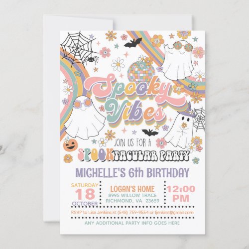 Spooky Vibes Birthday Invitation _ Girl White