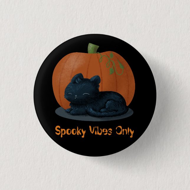 Spooky Vibes Cat Halloween Button (Front)