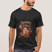 Spooky Vibes Cute Ghost Halloween T-Shirt