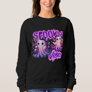 Spooky Vibes Cute Ghost Halloween Trick Or Treat Sweatshirt