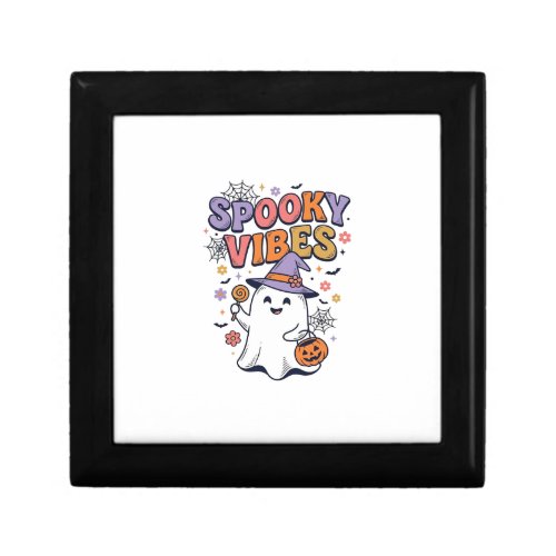 Spooky Vibes Cute Ghost Vintage Halloween Design_1 Gift Box