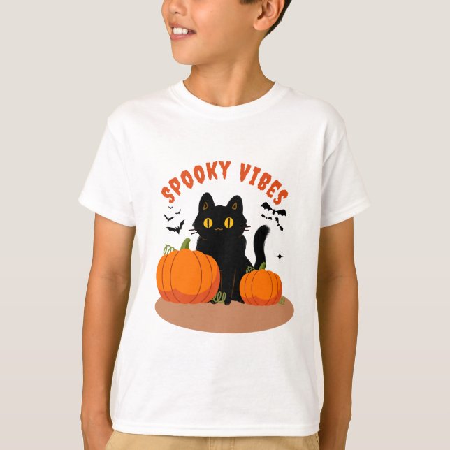 Spooky Vibes For Funny Halloween Kids T-Shirt (Front)