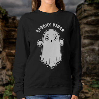 Spooky Vibes Ghost Cute Cartoon Ghost Halloween Sweatshirt