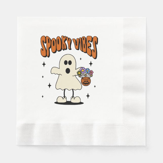 Spooky vibes ghost napkins (Front)