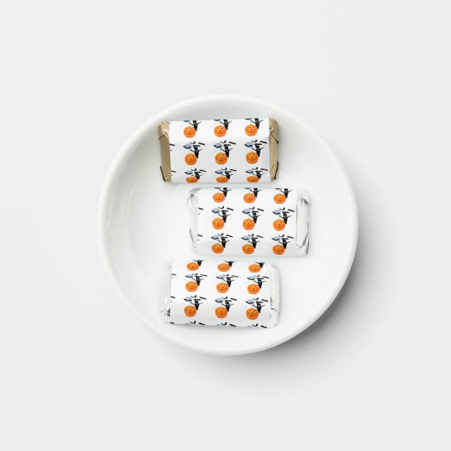 Spooky Vibes Ghost Pumpkin and Bats Design Hershey's Miniatures (Plate)
