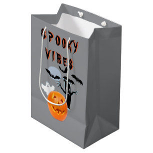 Spooky Vibes Ghost Pumpkin Halloween Design Medium Gift Bag