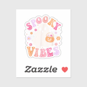 Spooky Vibes Ghost Retro Groovy Halloween Sticker
