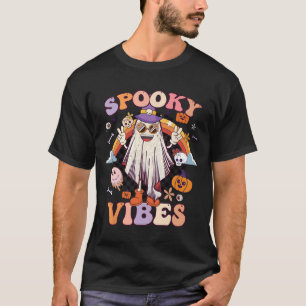Spooky Vibes Ghost Retro Groovy Halloween Women Gi T-Shirt