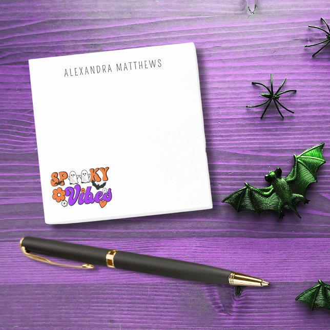 Spooky Vibes Ghosts Post-it Notes (Spread spooky vibes with these cute retro inspired sticky notes. )