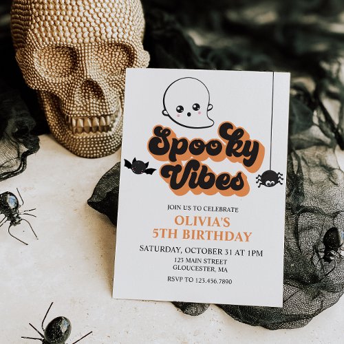 Spooky Vibes Halloween Birthday  Invitation